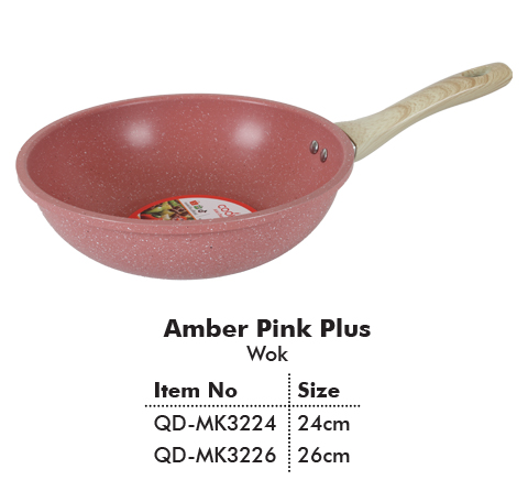 Amber Pink Wok Pan